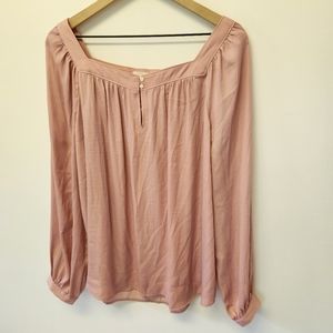 Loft L/S Pink Blouse, Size L, NWT, 100% Polyester
